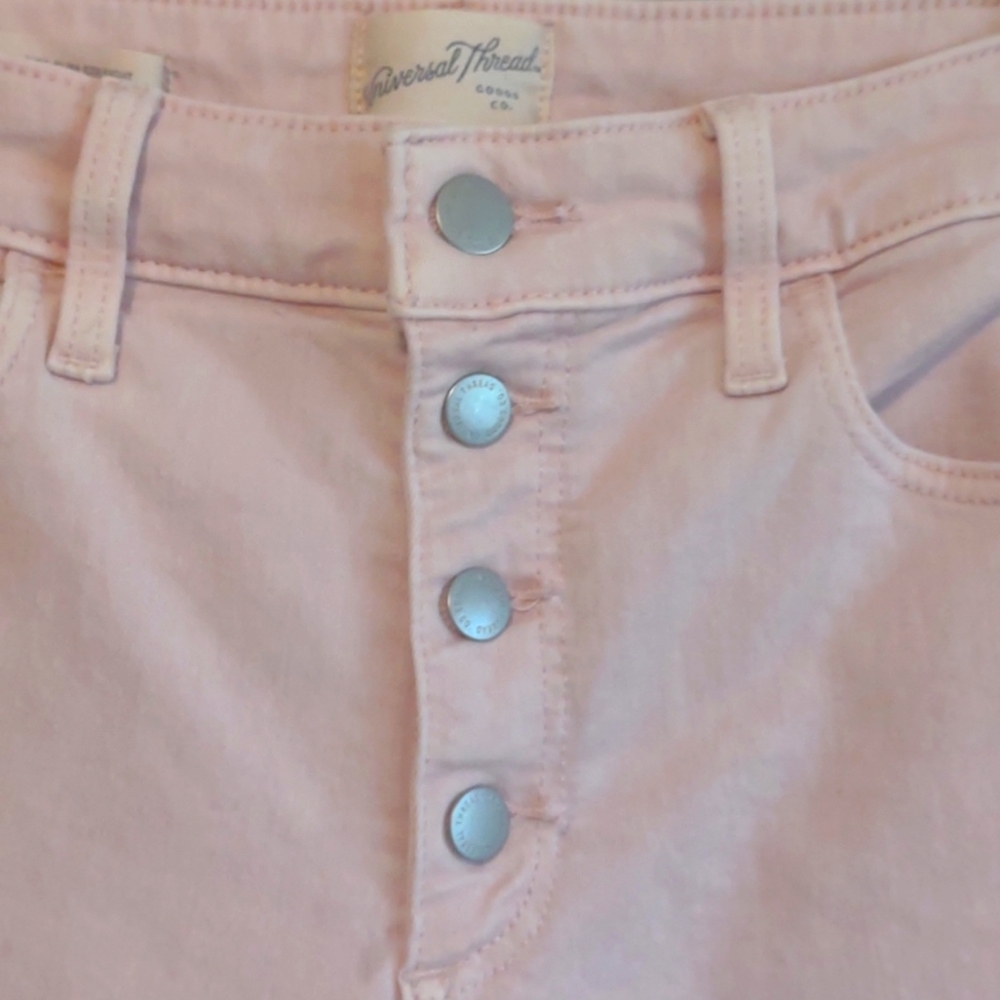 Universal Thread jeans Size 2/26 pastel pink high rise slim straight button-fly - Picture 7 of 9